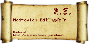 Modrovich Böngér névjegykártya